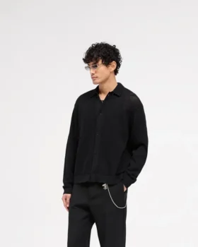 Long Sleeve Mesh Knit Shirt
